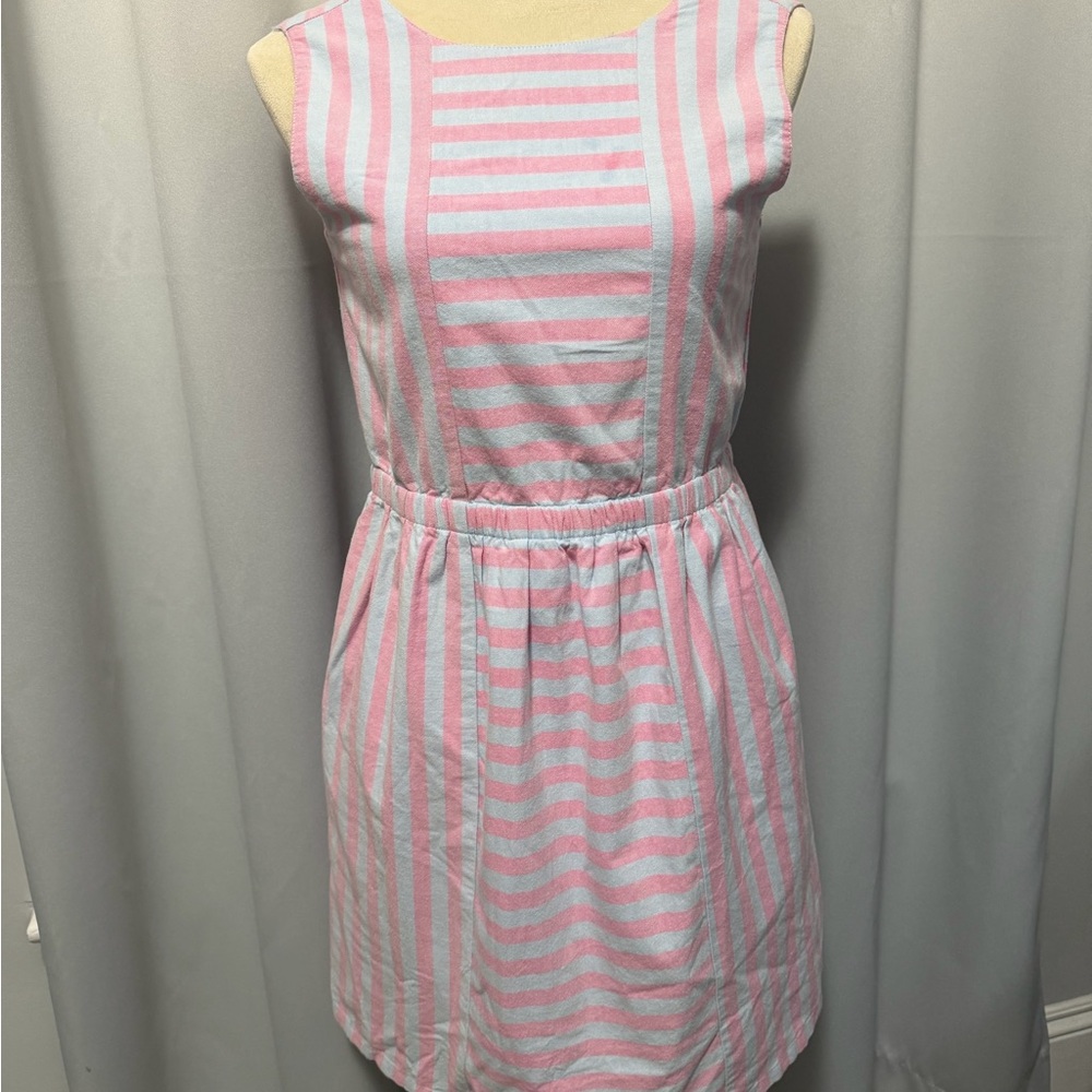 Vineyard Vines Pink and White Striped Sleeveless Sundress Pockets size Girls 14
